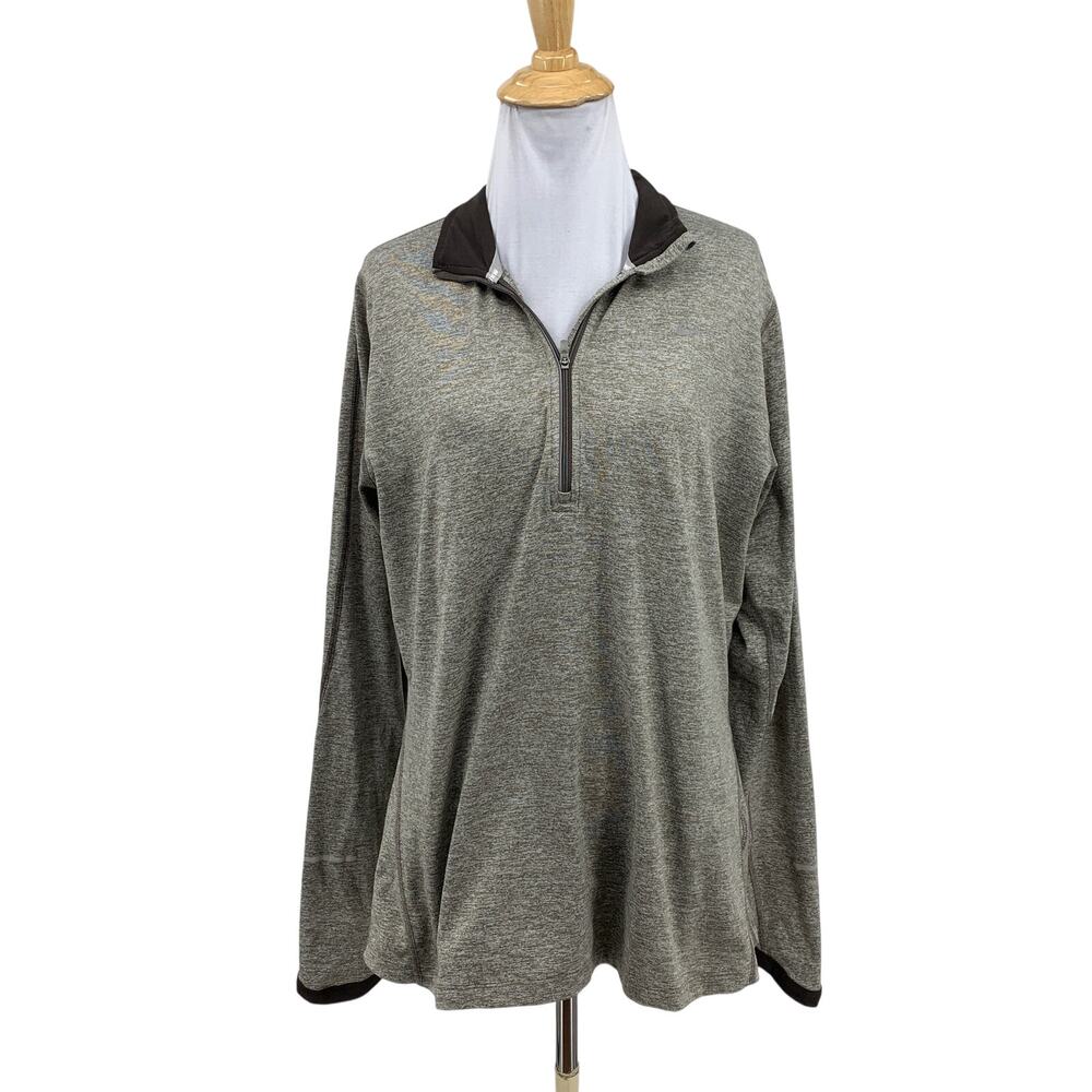 Nike Top Women L Large Otter Reflective Quarter Zip Performance Pullover Dri Fit